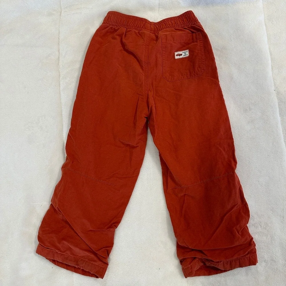 Janie and Jack Kids 3T Orange Cotton Blend Pull On Pants Car Graphic Back Pocket